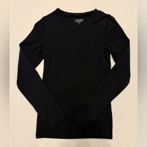 J. Crew Perfect Fit Long Sleeve Crewneck T-Shirt Black Size S BL112